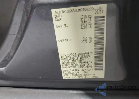 2015 Nissan Altima 2.5 S z USA, uszkodzony, nr VIN 1N4AL3AP9FN347577